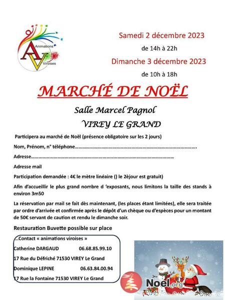 Marché de noël 2024 de Virey le grand 71530