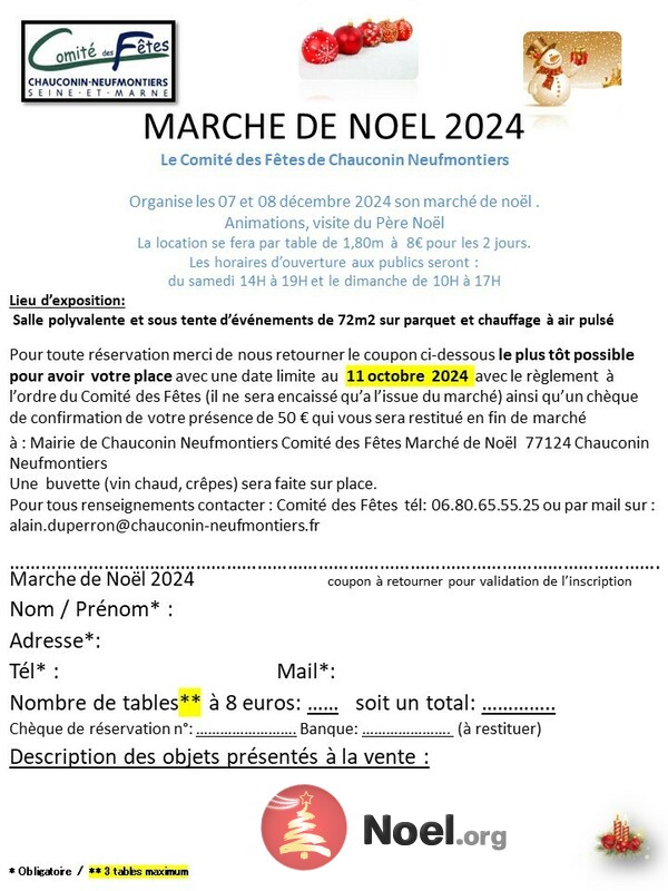 Marché de Noël de Chauconin Neufmontiers 77124